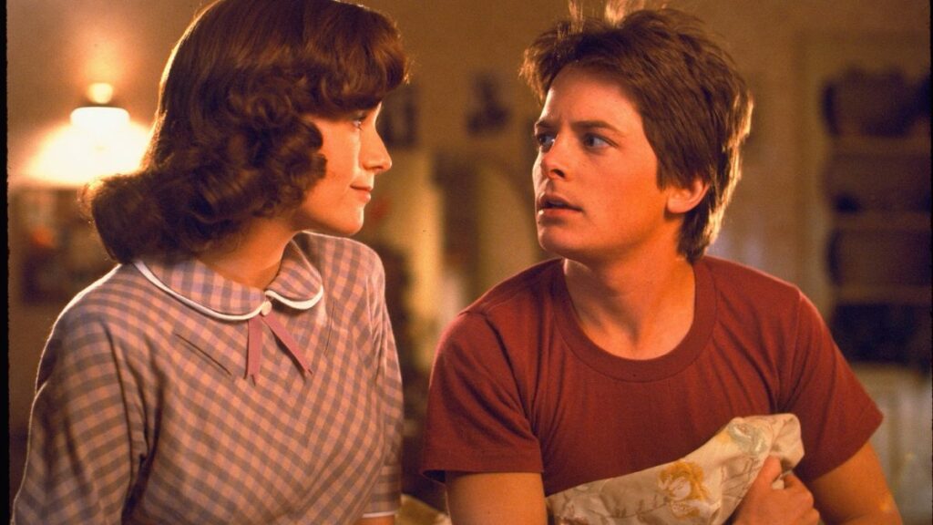 Marty Lorraine Michael J. Fox and Lea Thompson in "Back to the Future." Universal.